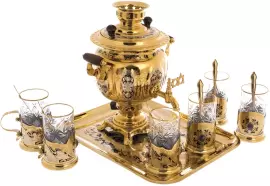 Набор чайный "Беседа" с самоваром, на 6 персон, Златоуст