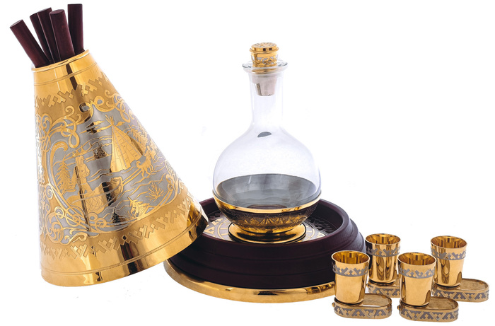 Набор для водки "Чум с пимами" Златоуст