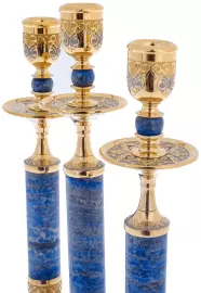 3-horn candelabra, cubic zirconia, lapis lazuli, Chrysostom