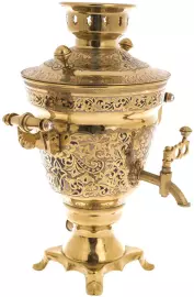 Чайный набор с самоваром на 4 персоны "Герб Москвы" Златоуст