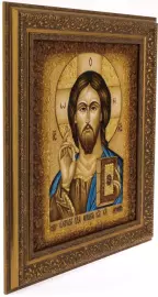 Икона "Спас на крови" янтарь
