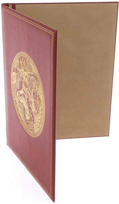 Leather folder for papers "George the Victorious" red