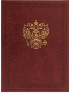 Папка кожаная для бумаг "Герб РФ" красная