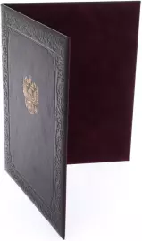 Папка кожаная для бумаг "Герб РФ" коричневая