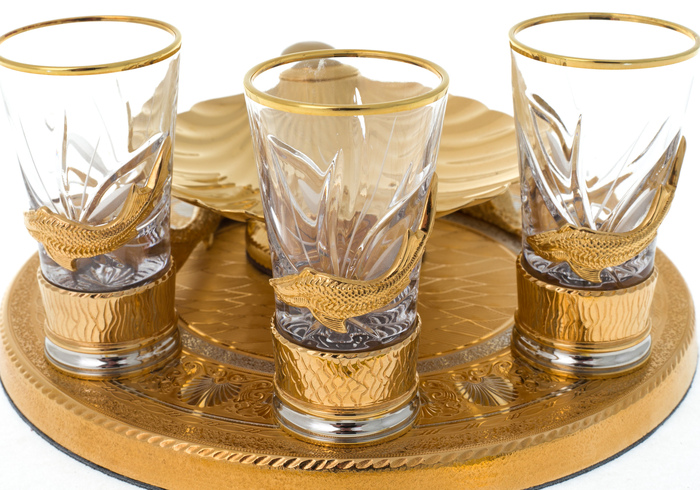 Caviar bowl with 3 stacks "Shell" Zlatoust