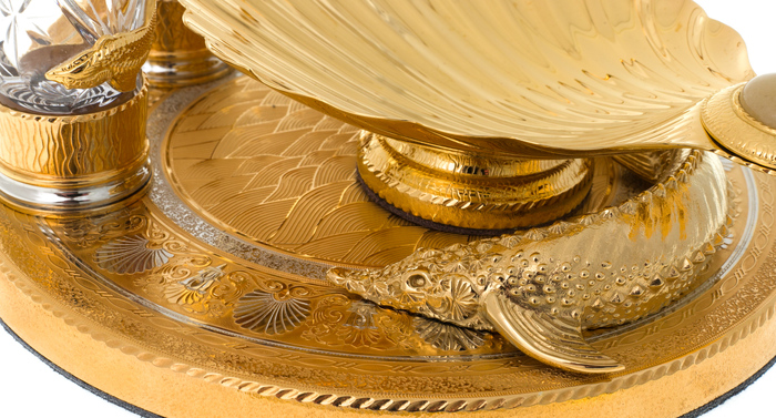 Caviar bowl with 3 stacks "Shell" Zlatoust