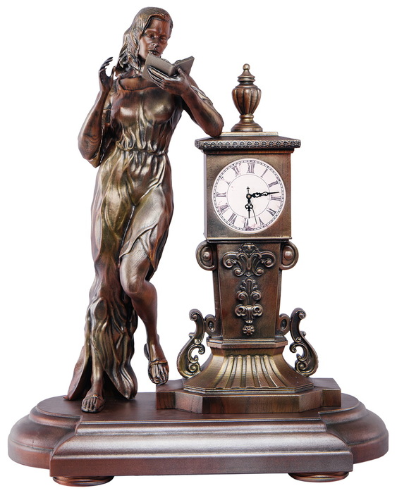 Beech watch "Girl with a book" mother of pearl, bronze