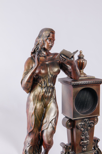 Beech watch "Girl with a book" mother of pearl, bronze