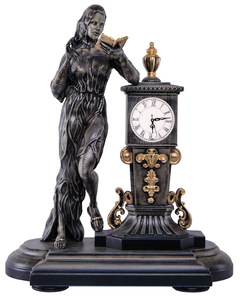 Beech clock "Girl with a book" gray