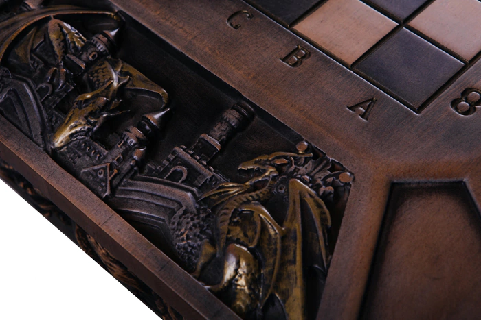 A chess table made of beech "Dragon"