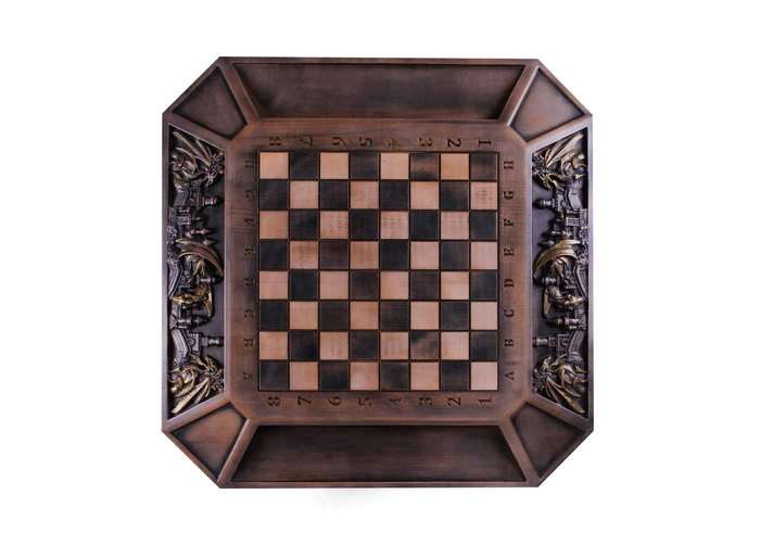 A chess table made of beech "Dragon"