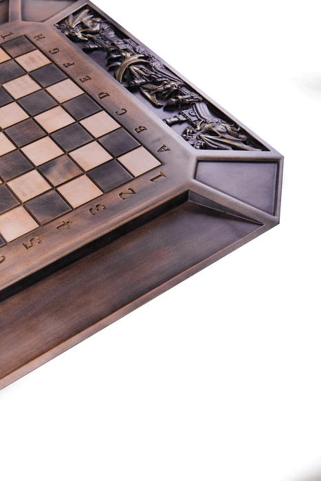 A chess table made of beech "Dragon"