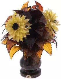 Bouquet of chrysanthemums made of amber