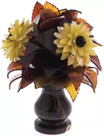 Bouquet of chrysanthemums made of amber