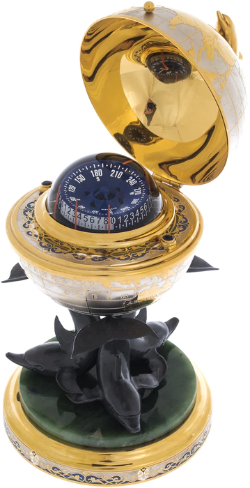 Globe-compass "On dolphins" Zlatoust