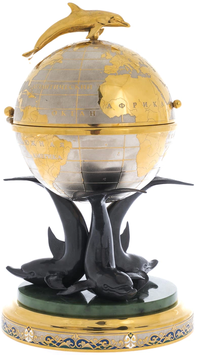 Globe-compass "On dolphins" Zlatoust