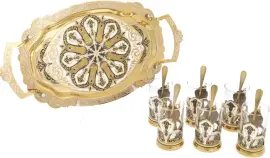 Набор подстаканников "Императорские" на 6 персон, Златоуст Набор подстаканников "Императорские" на 6 персон, Златоуст