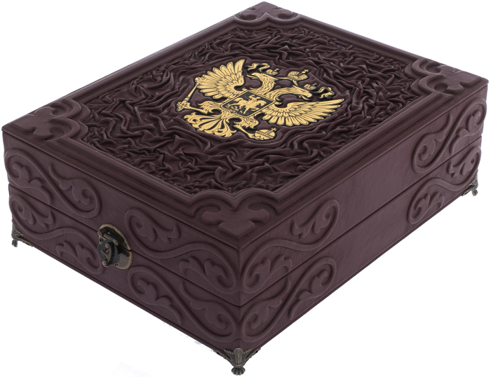 Leather-bound book "Russians who changed the world" in a box