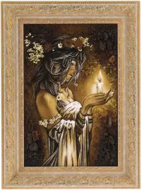 Картина из янтаря "Девушка со свечой"