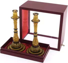 Подсвечники из янтаря, пара