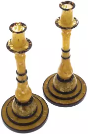 Подсвечники из янтаря, пара