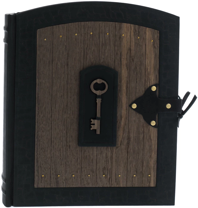 Double-sided photo album "The key of history" made of stained oak