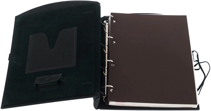 Double-sided photo album "The key of history" made of stained oak