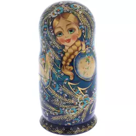 Matryoshka doll for 10 places "Flower, spikelets, forget-me-nots" (25 cm)
