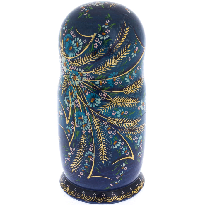 Matryoshka doll for 10 places "Flower, spikelets, forget-me-nots" (25 cm)