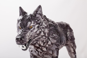 A statuette made of beech "Wolf" on a stand
