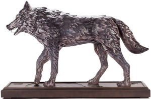 A statuette made of beech "Wolf" on a stand