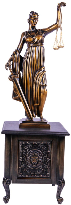Statuette made of beech "Themis with a safe"