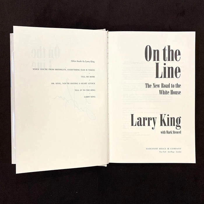 Ларри Кинг книга «On the Line: The New Road to the White House» с автографом