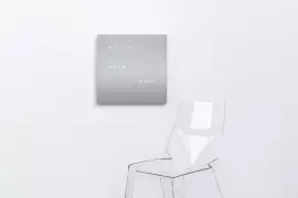 Table clock "QlockTwo Classic" (silver)