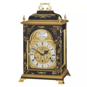 Каминные часы "Comitti Queen Anne in Chinoiserie Tiger Artwork" черные