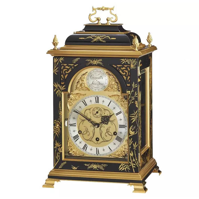 Каминные часы "Comitti Queen Anne in Chinoiserie Tiger Artwork" черные