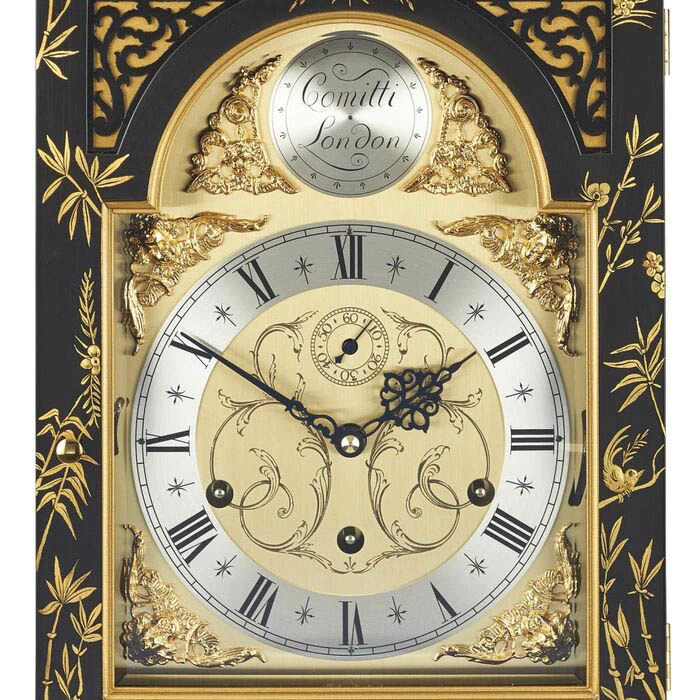 Mantel clock "Comitti Queen Anne in Chinoiserie Tiger Artwork" (black)