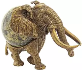 Скульптурная композиция из бронзы "Слон с шаром №1"