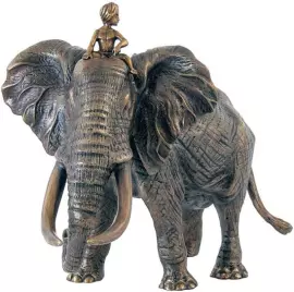 Скульптура бронзовая "Слон №1 с погонщиком"