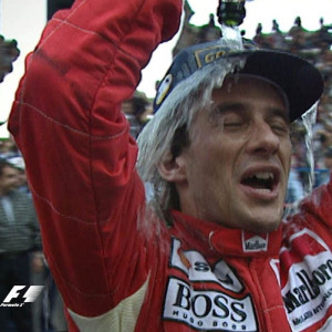 A bottle of Moet used by racer Ayrton Senna during the award ceremony at the Monaco GP with an autograph, 1993