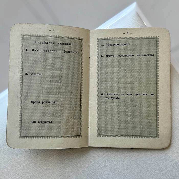 Passport book of the beginning of the XX century