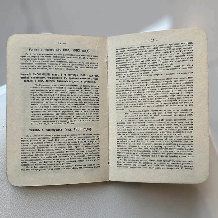 Passport book of the beginning of the XX century