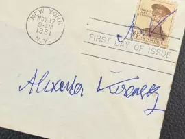 Конверт с автографом Александра Керенского