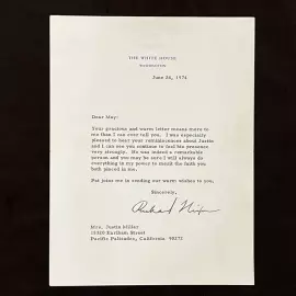 Письмо с автографом Ричарда Никсона