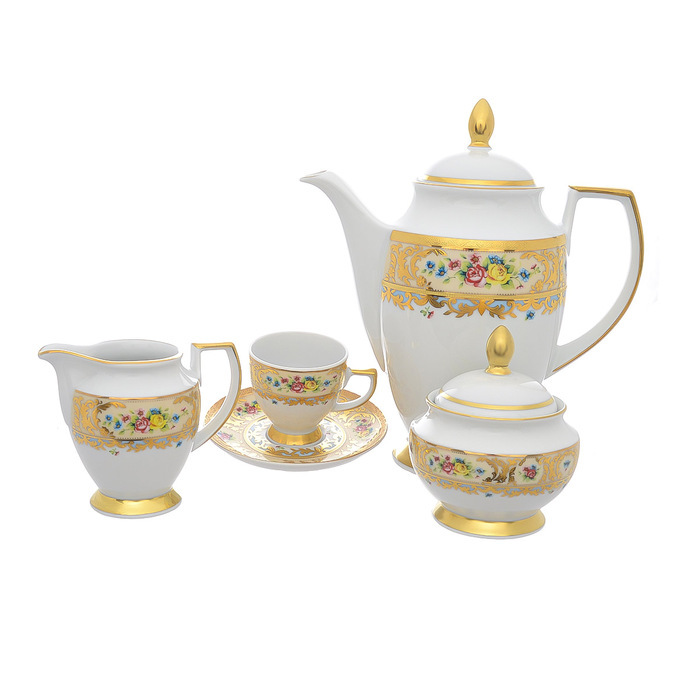 Кофейный сервиз на 6 персон "Vienna Creme Gold" 15 предметов
