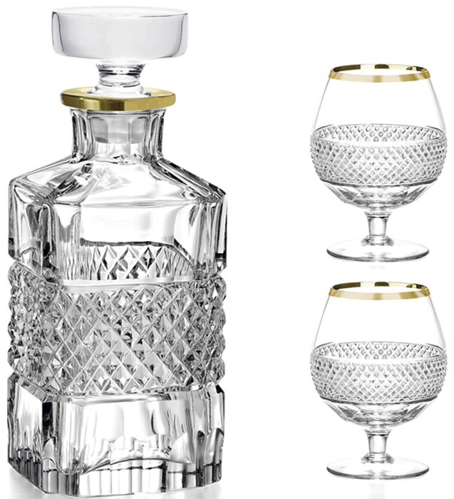 A set for strong drinks made of Peterhof crystal for 2 persons