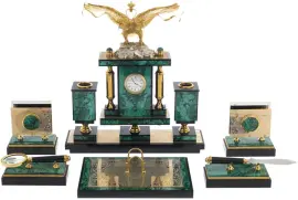 Письменный набор "Державный" из малахита, Златоуст Письменный набор "Державный" из малахита, Златоуст