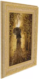 Картина из янтаря "Девушка с зонтом"