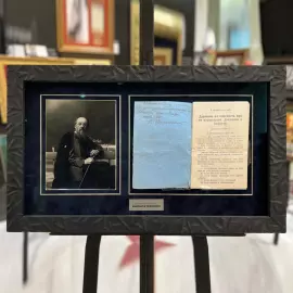 The book "Pressure on a plane during its normal movement in the air" with an autograph by Konstantin Tsiolkovsky in 1930.