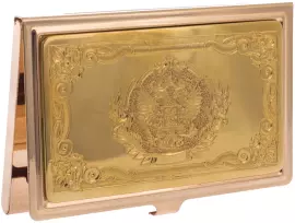 Business card holder "Coat of Arms of Russia" electroplating, Zlatoust